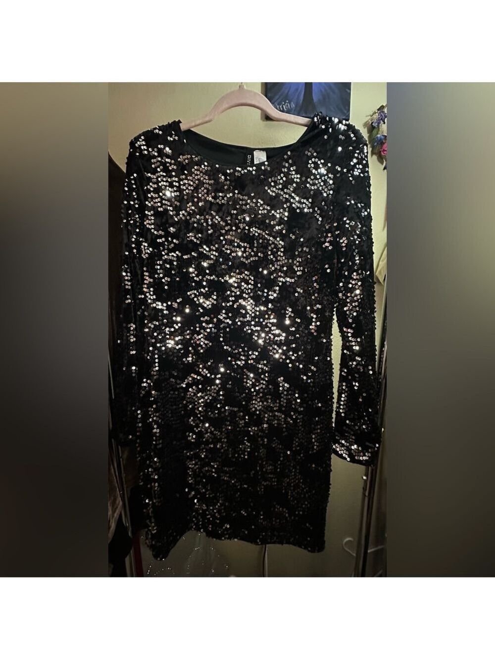Divided Black Sequin Dress